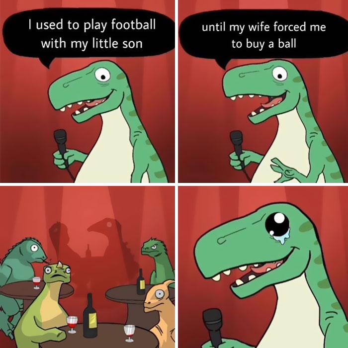 I Created A Dino Standup Comedian That Is On A Mission To Spread Bad Jokes And Puns (30 Pics)