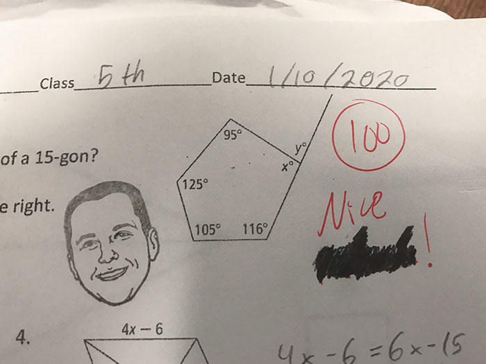 My Math Teacher Has A Stamp Of His Face That He Uses On People’s Tests If They Do Well