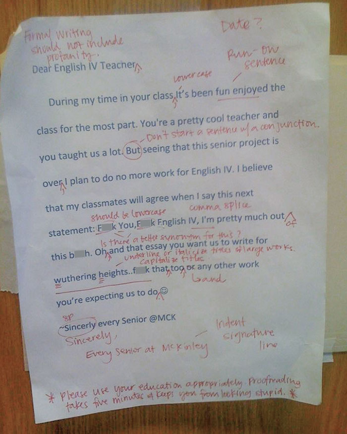 Seniors Post This Message On Their Teacher's Door. End Up Looking Stupid