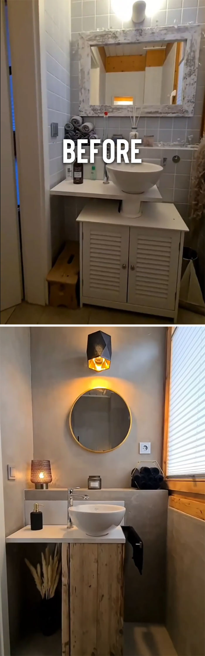 Bathroom Before And After! By @vizslacosmos