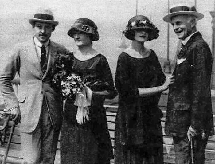 Rudolph Valentino, Mrs. Richard Hudnut, Winifred Hudnut, Richard Hudnut. On The Deck Of The Steamship Olympia In 1922
