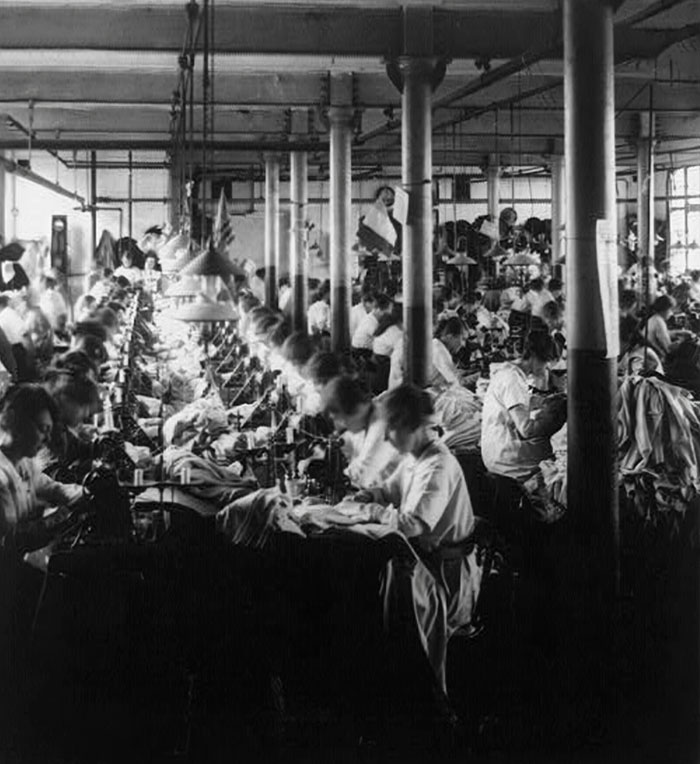 Women Working With Sewing Machines In The Factory. Leicester, England