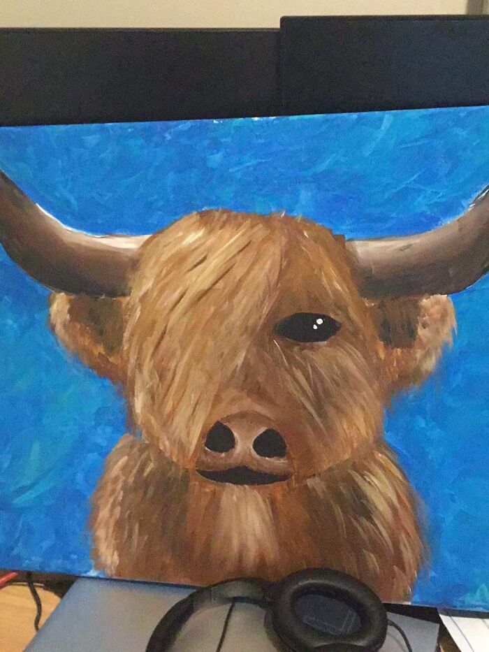 My First Painting As An Adult. I Love Highland Cows