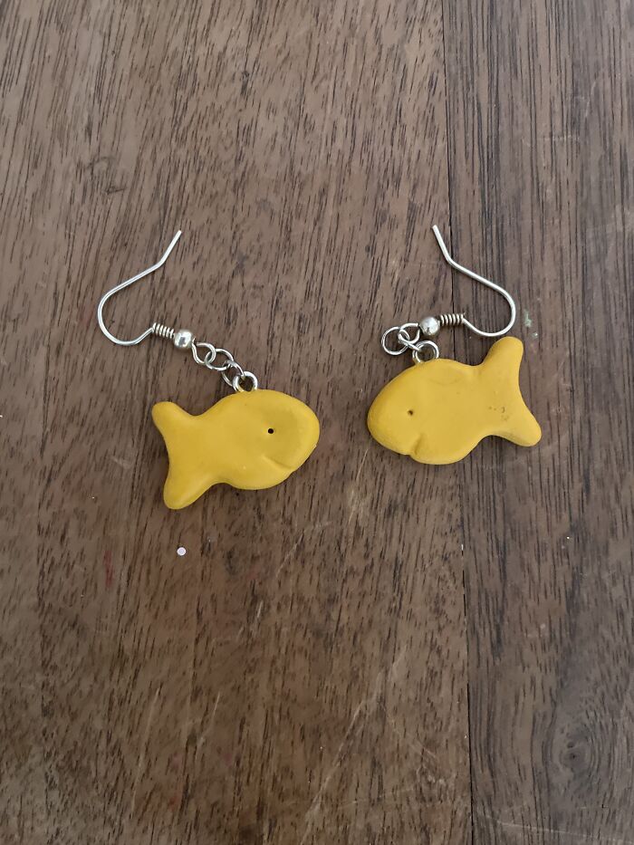 I Made These Goldfish Earrings (The Color Is More Accurate Irl)