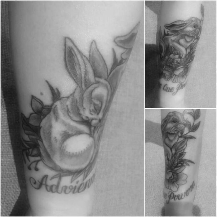Bunnied For My Babies - The One We Lost And One Who Made It. "Advienne Que Pourra" Means "Come What May"
