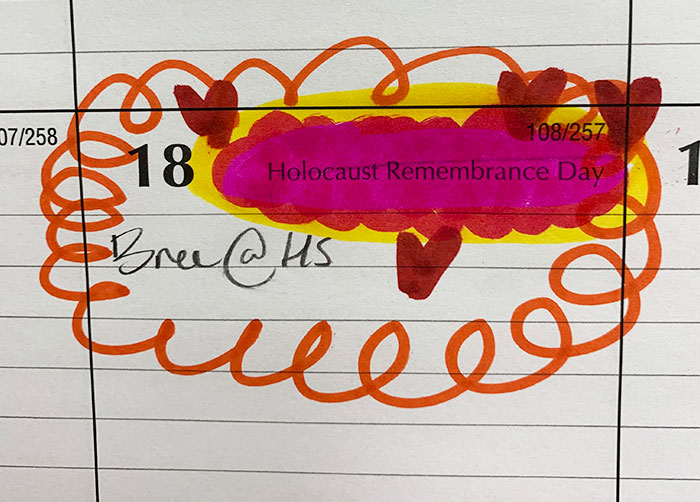 My Coworker Crossed Out Holocaust Remembrance Day So I Erased The Line And Used Sharpies So It Bleeds Through The Whole Calendar. That Way She Never Forgets It