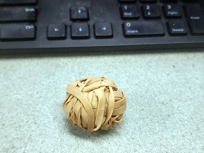 Started A New Rubberband Ball Today Because One Of My Awesome Coworkers Stole Mine From My Desk. I Had It For 8 Years