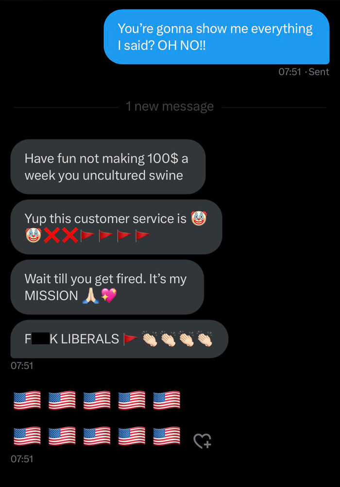 "Crazed Karen Threatens To Report Me To My Boss (Me)": Guy Shares Screenshots Of Crazed Karen, Gets Her Fired "Crazed Karen Threatens To Report Me To My Boss (Me)": Guy Shares Screenshots Of Crazed Karen, Gets Her Fired