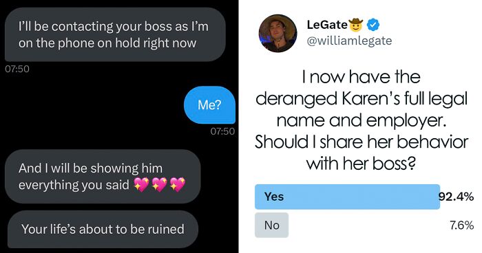 “Crazed Karen Threatens To Report Me To My Boss (Me)”: Guy Shares Screenshots Of Crazed Karen, Gets Her Fired