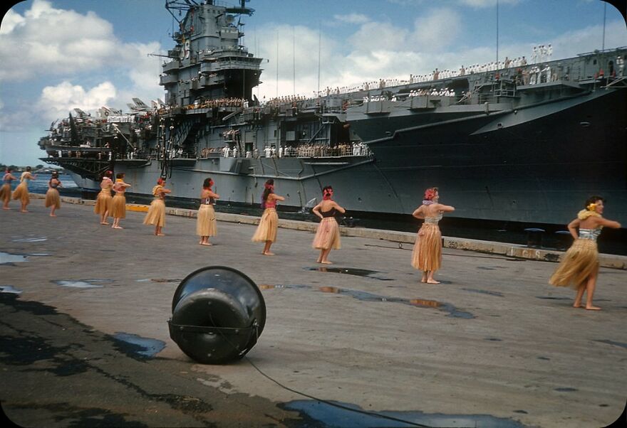 Welcome Home Hula Dance On Ford Island, Honolulu, Hawaii – 1950s Uss Shangri-La
