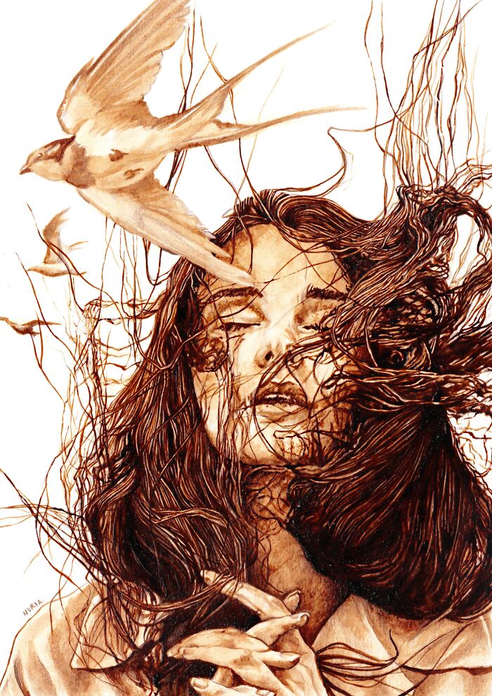 "Loss" Is One Of My Latest Work Done With Coffee Is This One I Did In Loving Memory Of My Mum Who Passed Away Last November (2023)