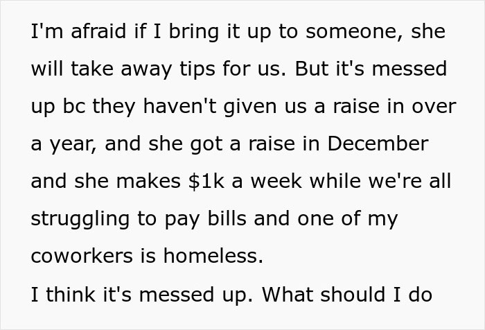 Lazy Manager Thinks She Can Get Away With Illegally Participating In Tip Pool, But One Employee Takes Matters Into Their Own Hands And Goes To HR Lazy Manager Thinks She Can Get Away With Illegally Participating In Tip Pool, But One Employee Takes Matters Into Their Own Hands And Goes To HR