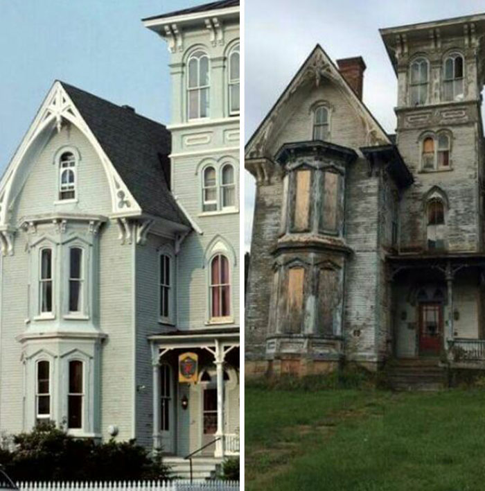 Left Pic Is Of The Knox House In Pa In The 70's, Right Pic Is The Same House Today