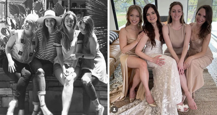 Ten Years Later, Three Of My Best-Girlfriends-Turned-Bridesmaids, Recreated Our Favorite Photo Together At My Wedding This Past Sunday!