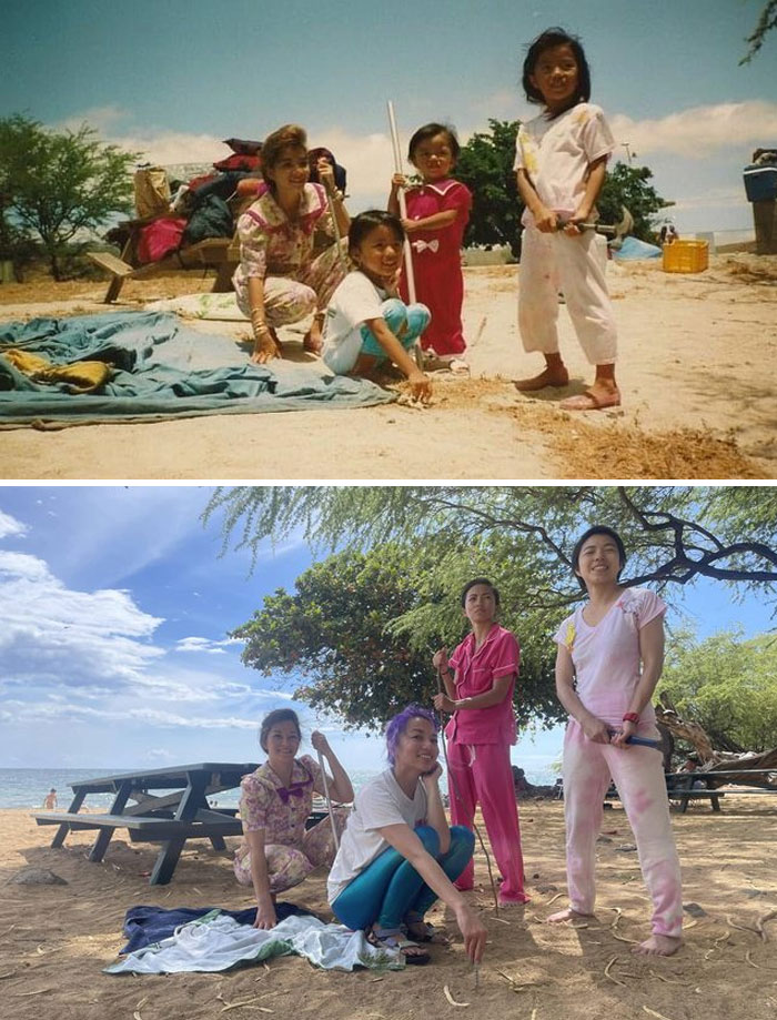 My Sisters And I Recreated A Photo At The Same Beach In Hawaii (1991-2022)