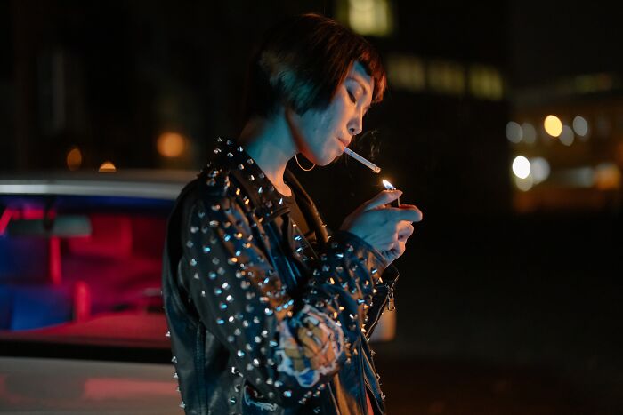 Woman Smoking Cigarette 