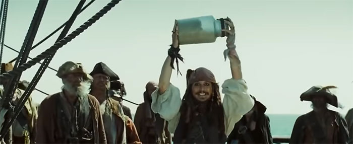 Captain Jack Sparrow holding a jar