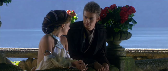 Anakin Skywalker speaking with Padmé Amidala