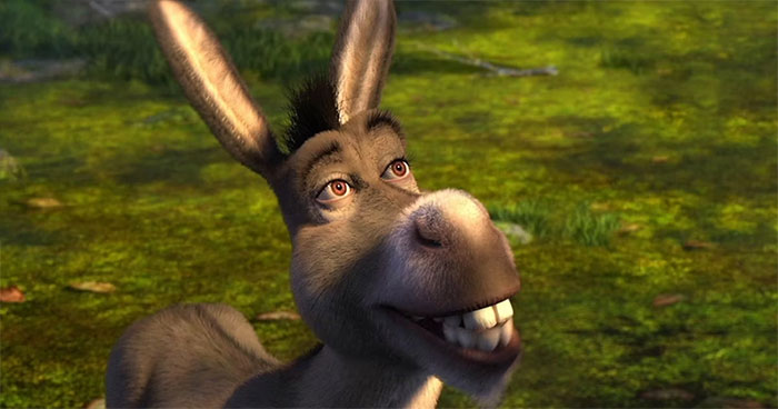 Donkey talking and smiling