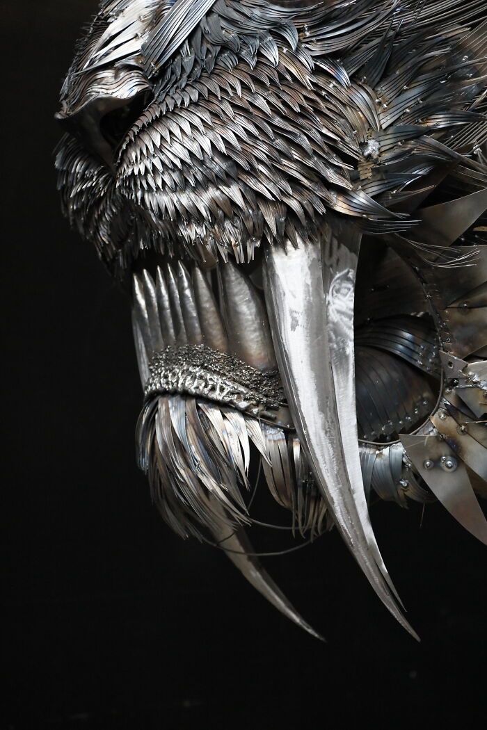 I Made Jaguar, Saber-Tooth Tiger And Lion Sculpture With Hammered Steel (11 Pics)