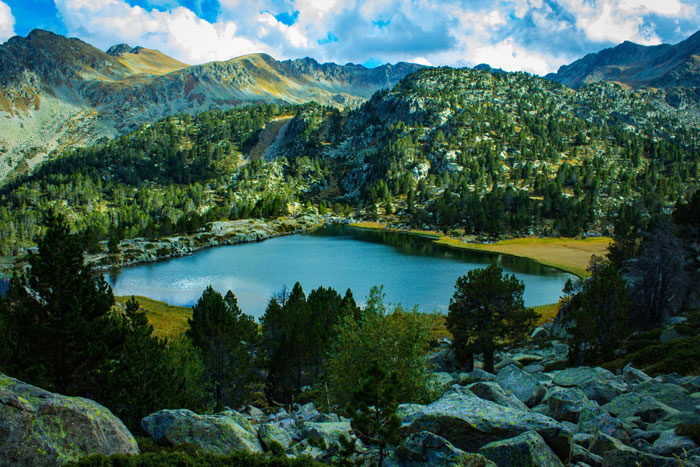 Mountains and the lake of Andora 