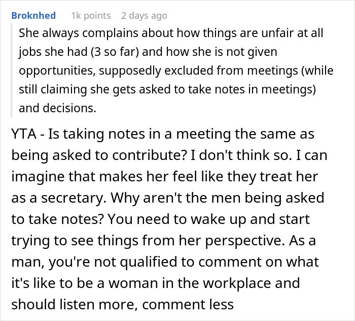 Guy Challenges His GF's Claims About Sexism At Work, Gets An Eye-Opening Reality Check Guy Challenges His GF's Claims About Sexism At Work, Gets An Eye-Opening Reality Check