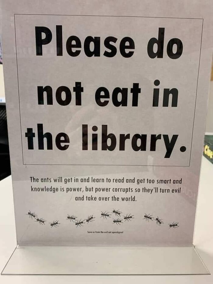affiche ne pas manger dans la bibliothèque