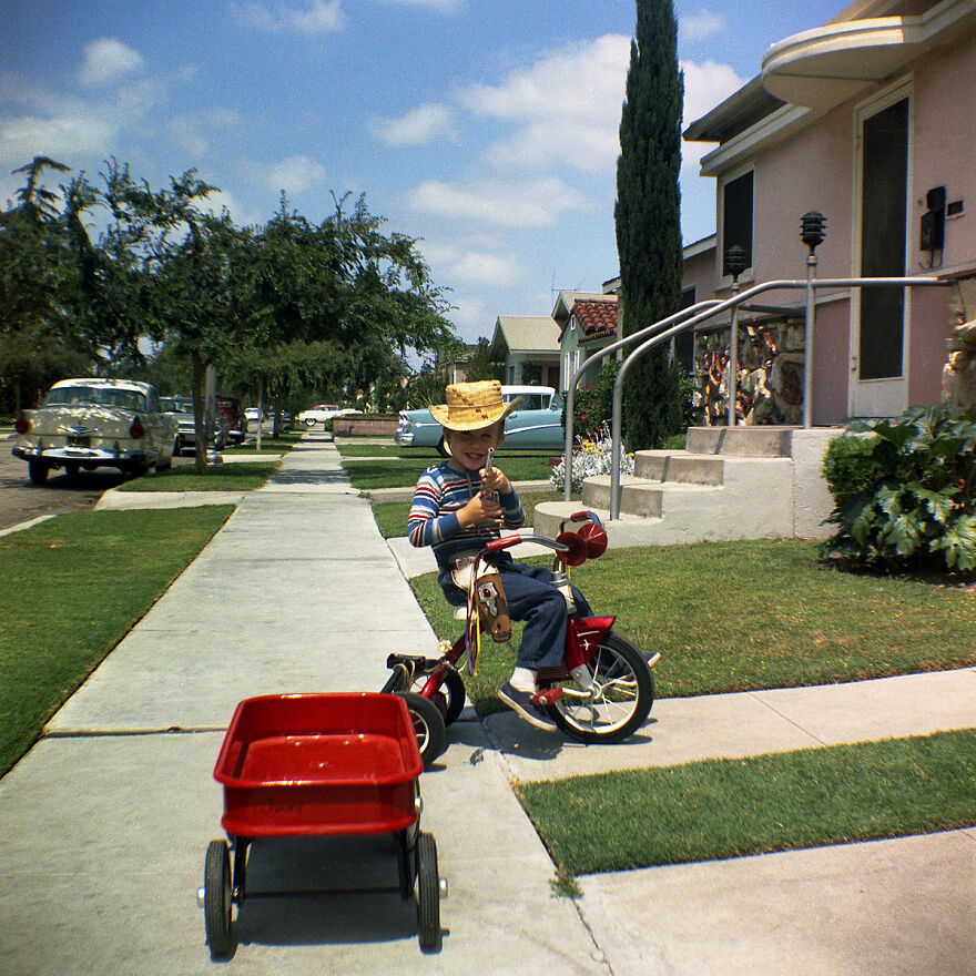 A Cowboy, His Tricycle And Red Wagon, 1959