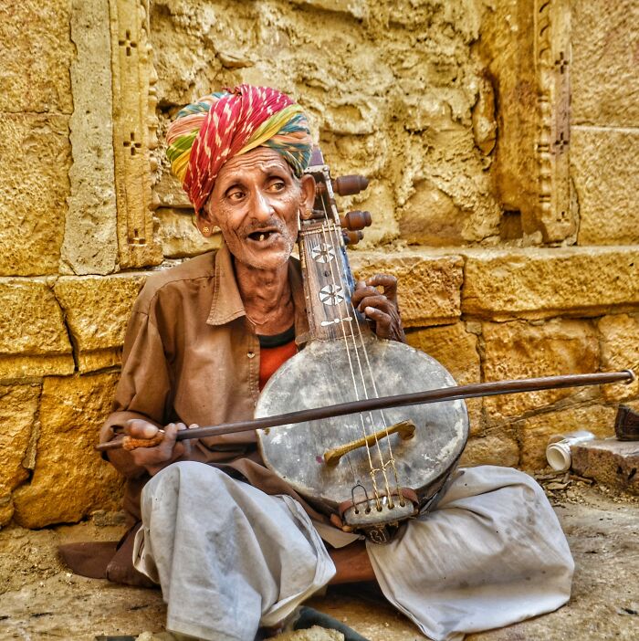 A Street Folk Singer At His Performance, Golden Forte, Jaisalmir, Rajasthan 2015