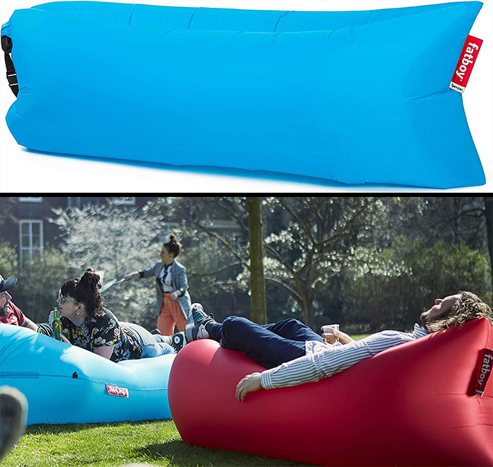 Man lying on the Inflatable Lounger
