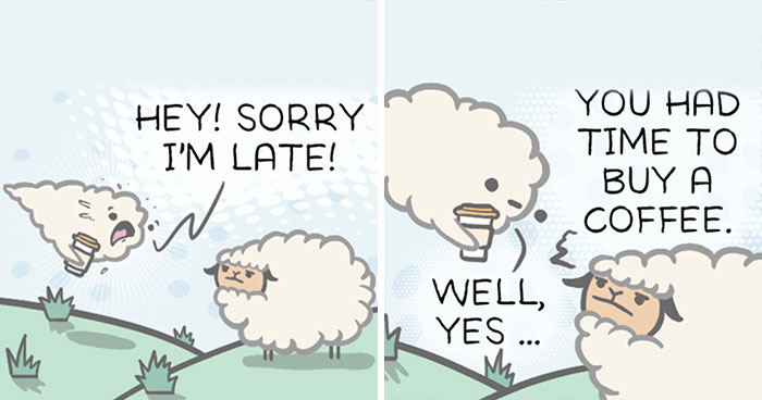 I Create Funny Comics With Slightly Dark Themes About The Adventures Of A Sheep And Cloud (40 Pics)