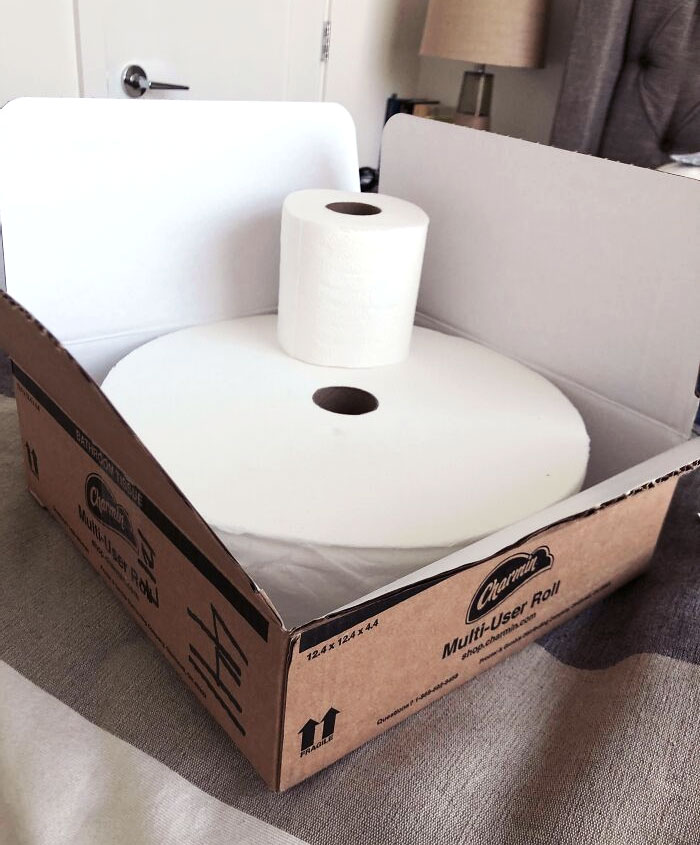 Got This Big Roll Of Toilet Paper As A Gag Gift For Christmas. Usual Size Toilet Paper Roll For Scale