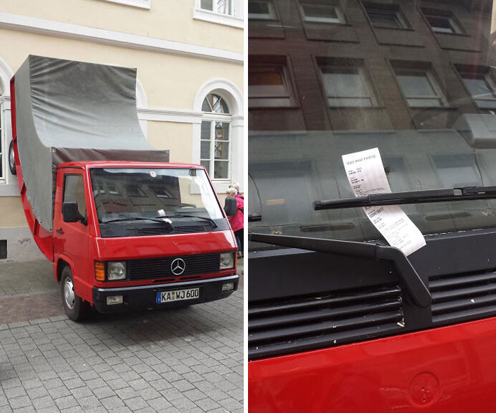 German City Of Karlsruhe Just Issued A Parking Ticket To Austrian Artist Erwin Wurm For One Of His Bent Car Sculptures