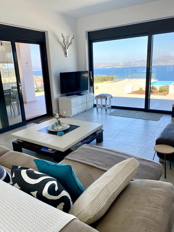 View From My Living Room In Kokkino Chorio In Crete. An Absolute Dream And Privilege To Build A House Facing The Sea