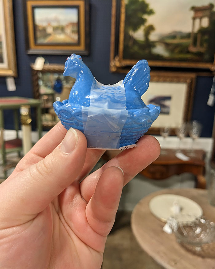 Finally Have Something To Post!! I've Always Wanted A Glass Chicken But Didn't Need A Huge One. So I Couldn't Say No To The Tiny Blue One