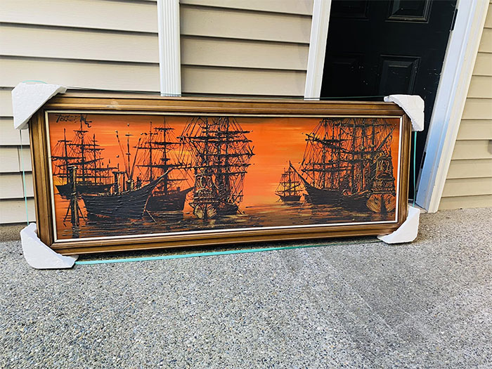 I Found This On The Side Of The Road Last Week. Not Sure The Artist But The Painting Is Huge And Original. Total Free Score!
