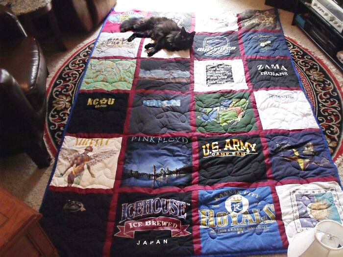 For My Birthday, My Mom Made Me A Quilt Out Of Old T-Shirts I've Collected Along The Way. It Is The Best Gift I've Ever Received