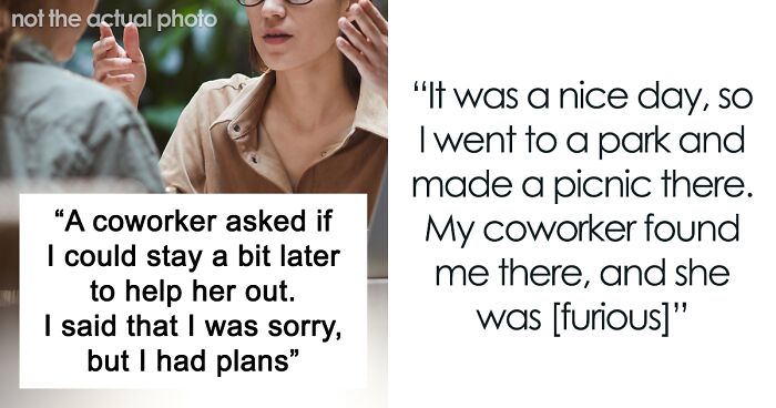 Childfree Coworker Says She Has Plans Instead Of Helping Colleague, Defends Herself Online After Colleague Catches Her Having A Solo Picnic