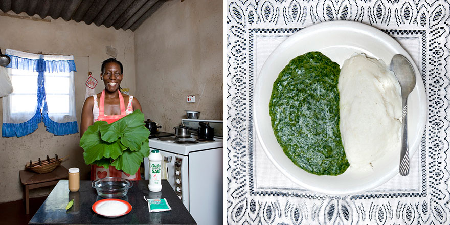 Flatar, 52, Zimbabwe: Sadza (White Maize Flour And Pumpkin Leaves Cooked In Peanut Butter)