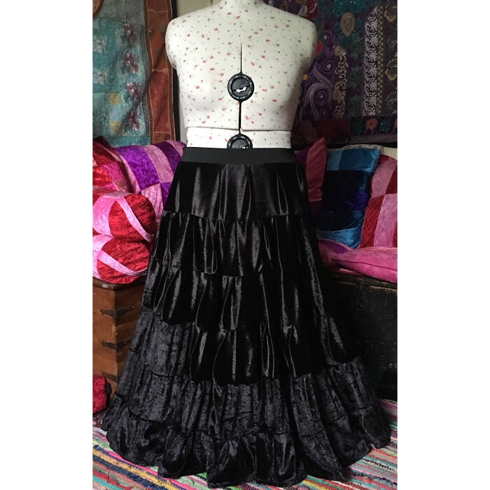 8 Of My Handmade Full Length, Full Circle Striped Velvet Skirts