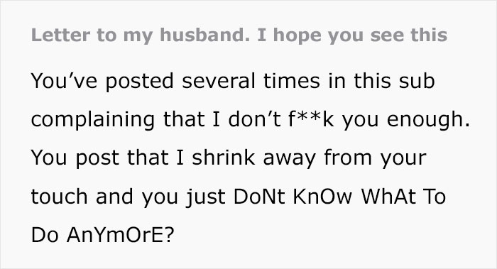 Woman Lists All The Reasons She Doesn't Want To Have Sex With Her Husband After She Catches Him Complaining, And Every Man Needs To Read This Woman Lists All The Reasons She Doesn't Want To Have Sex With Her Husband After She Catches Him Complaining, And Every Man Needs To Read This