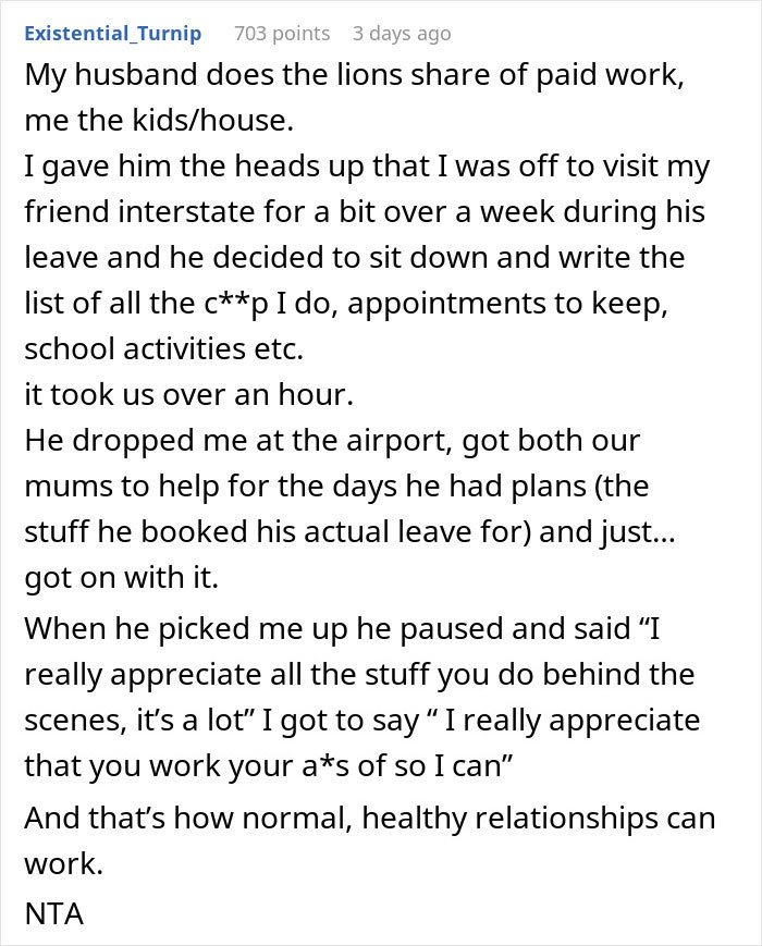 Husband Doesn't Want His Wife To Go On A Birthday Vacation Alone, Calls Her "Selfish" For Wanting Him To Stay With The Kids