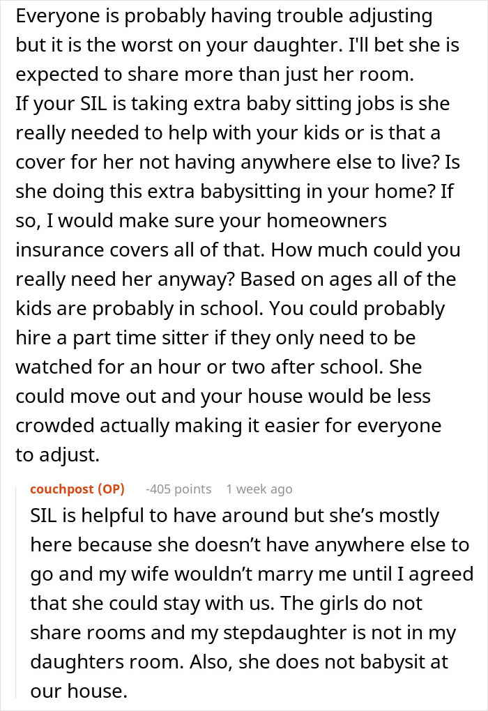 Mom Can't Believe Her Husband Suggested Her Daughter Sleep On The Couch, While His Daughter Gets A Whole Room To Herself Mom Can't Believe Her Husband Suggested Her Daughter Sleep On The Couch, While His Daughter Gets A Whole Room To Herself