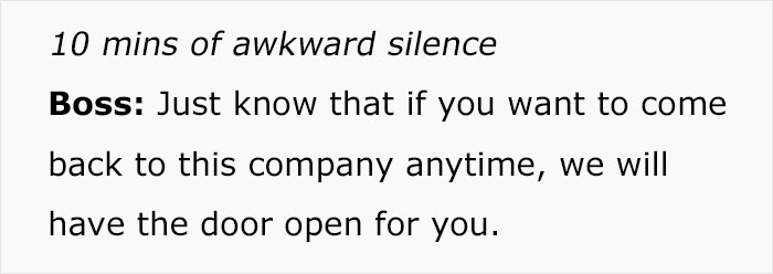 "10 Mins Of Awkward Silence": Boss Regrets Being Mean To Best Employee, Asks Them To Reconsider Their Resignation "10 Mins Of Awkward Silence": Boss Regrets Being Mean To Best Employee, Asks Them To Reconsider Their Resignation