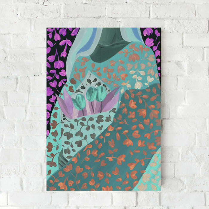 Neon Art Print Spring Flowers