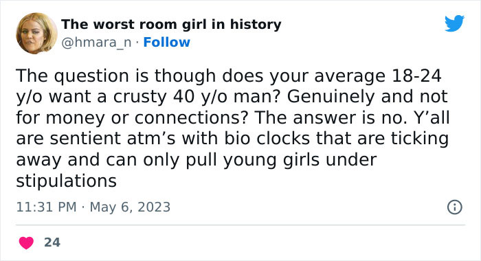 “Too Much Mileage And Baggage When They’re Older”: 40-Year-Old’s Viral Tweet Urging People To Date Women Under 24 Backfires