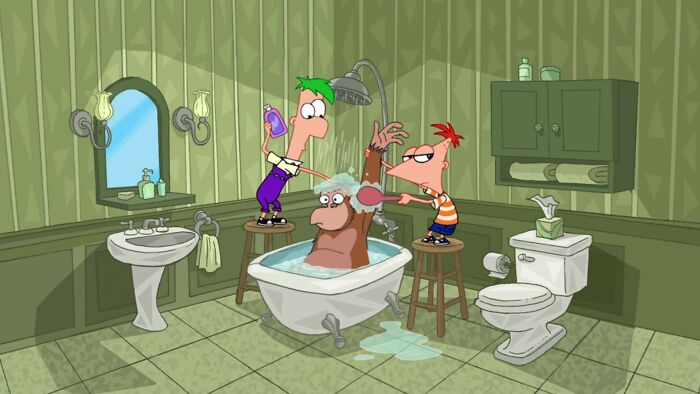 Scene from "Phineas And Ferb" cartoon