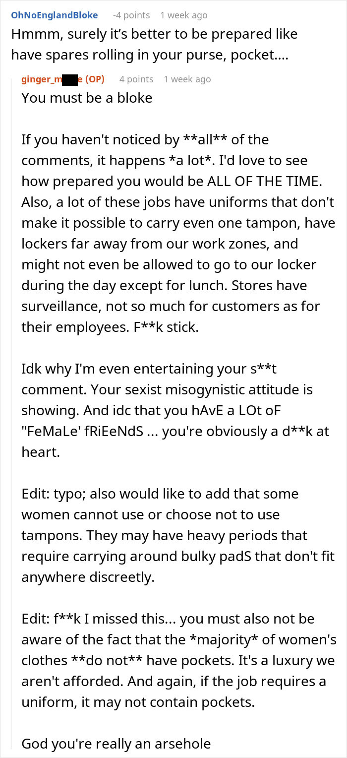 "I Had To Buy Tampons Because I'm On My Period": Woman Quits Immediately After Rude Coworker Tattles On Her