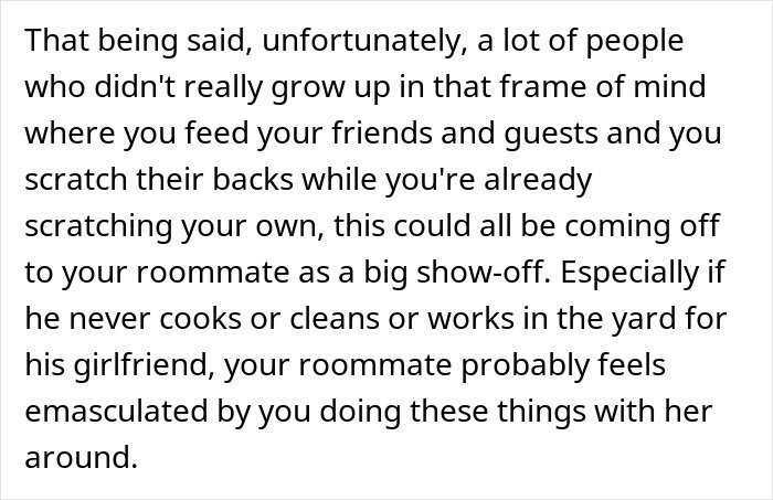 Man Wonders If He’s A Jerk For Offering Roommate And His GF Home-Cooked Food Man Wonders If He’s A Jerk For Offering Roommate And His GF Home-Cooked Food