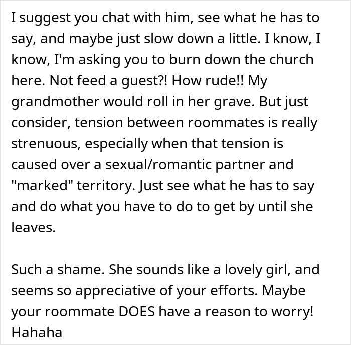 Man Wonders If He’s A Jerk For Offering Roommate And His GF Home-Cooked Food Man Wonders If He’s A Jerk For Offering Roommate And His GF Home-Cooked Food